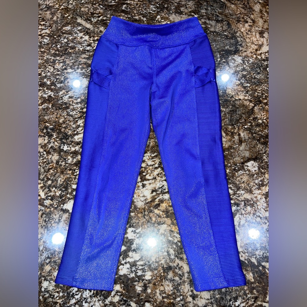 Avia Active Leggings Shiny Purple Girls 6/6x Criss Cross Sides